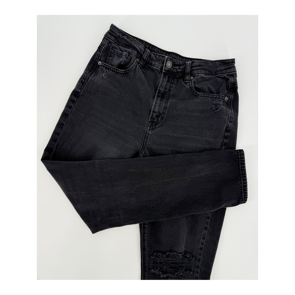 American Eagle Jeans Womens 4‎ Black Mom Distressed Denim